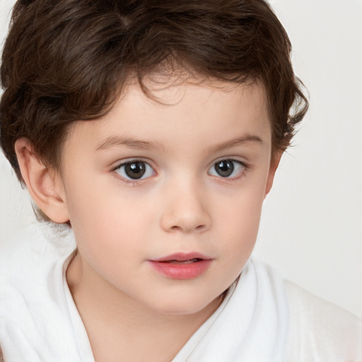 Neutral white child female with short  brown hair and brown eyes