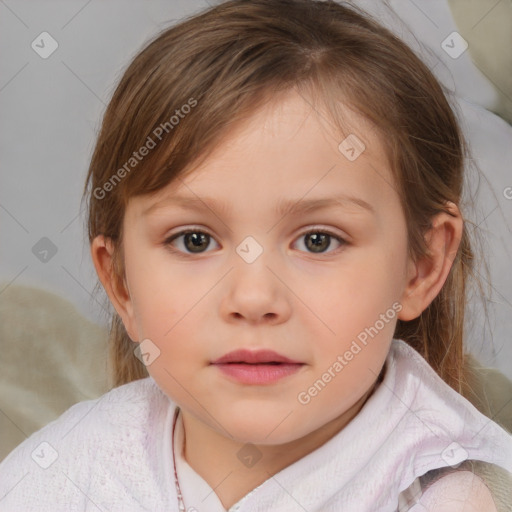 Neutral white child female with medium  brown hair and brown eyes