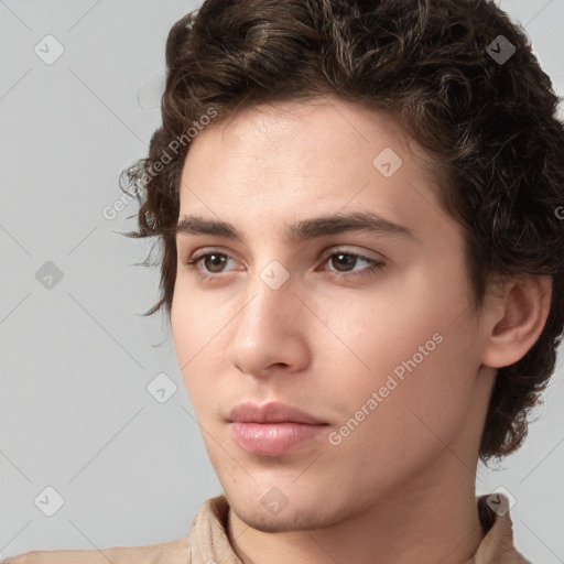 Neutral white young-adult male with medium  brown hair and brown eyes