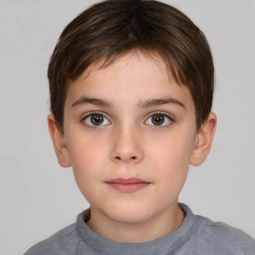 Neutral white child male with short  brown hair and brown eyes