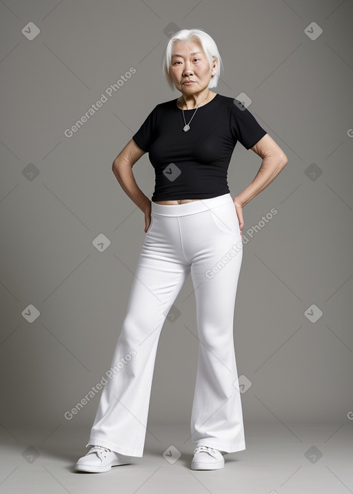 Mongolian elderly female with  white hair