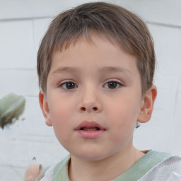 Neutral white child male with short  brown hair and brown eyes