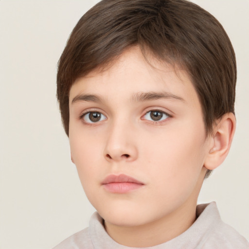 Neutral white child female with short  brown hair and brown eyes