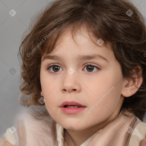 Neutral white child female with medium  brown hair and brown eyes