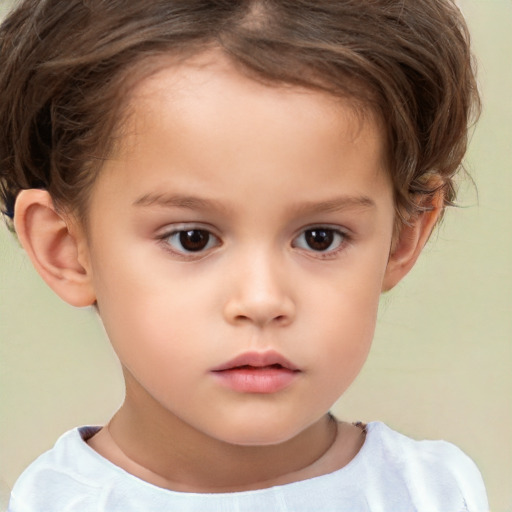 Neutral white child female with short  brown hair and brown eyes