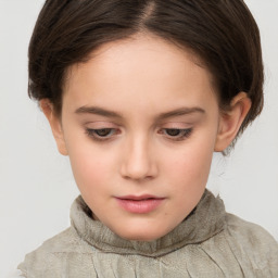 Neutral white young-adult female with short  brown hair and brown eyes