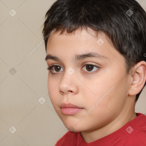 Neutral white child male with short  brown hair and brown eyes