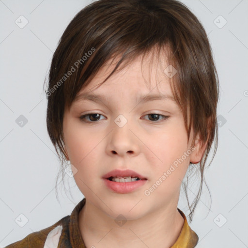 Neutral white child female with medium  brown hair and brown eyes