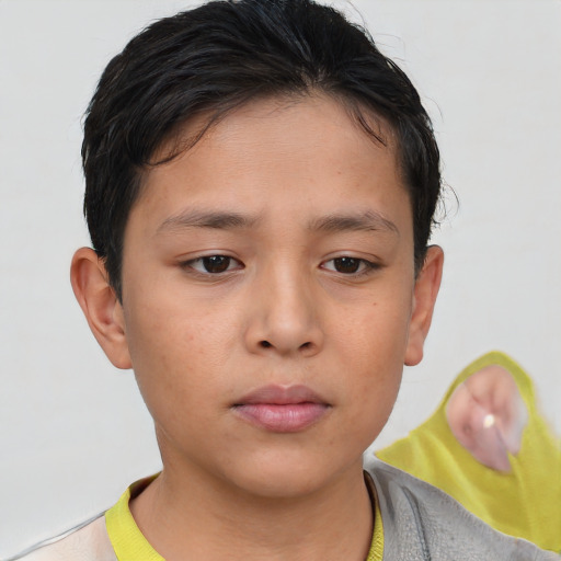Neutral white child female with short  brown hair and brown eyes