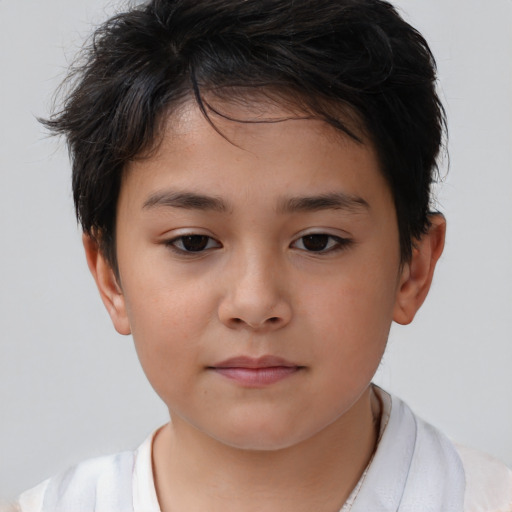 Neutral white child female with short  brown hair and brown eyes