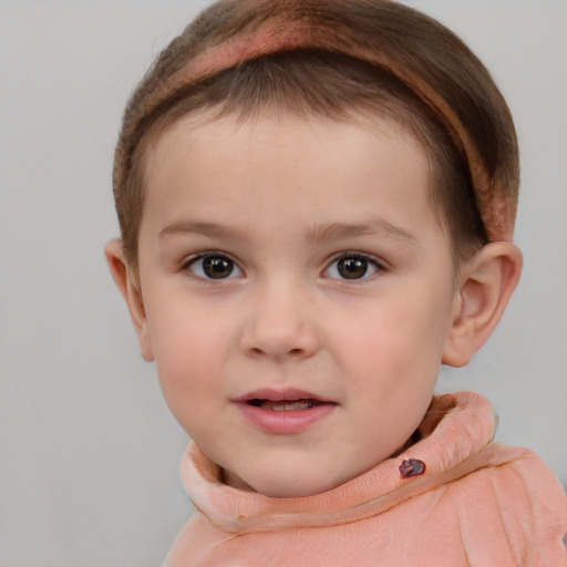 Neutral white child female with short  brown hair and brown eyes