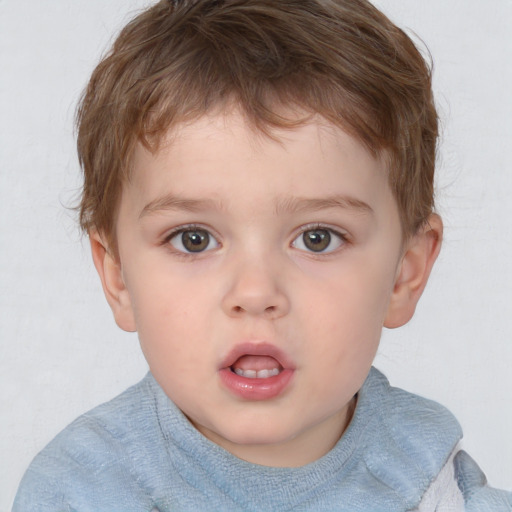 Neutral white child male with short  brown hair and blue eyes