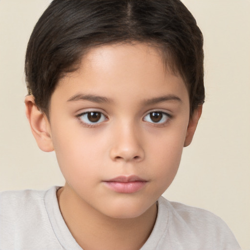 Neutral white child female with short  brown hair and brown eyes