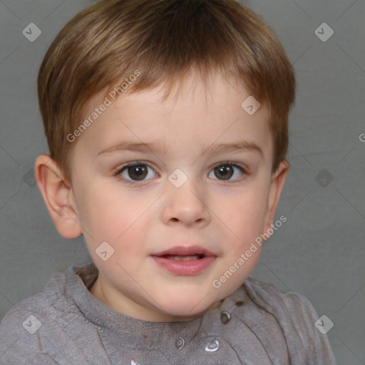 Neutral white child male with short  brown hair and brown eyes