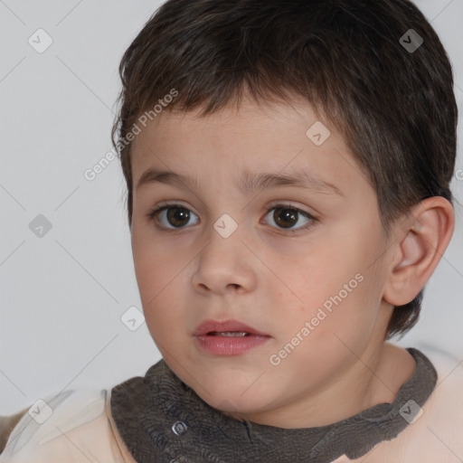 Neutral white child male with short  brown hair and brown eyes