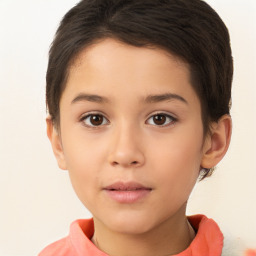 Neutral white child female with short  brown hair and brown eyes