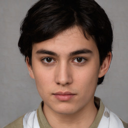 Neutral white young-adult male with medium  brown hair and brown eyes