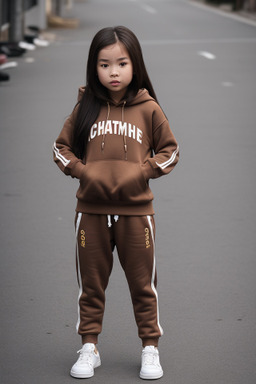 Vietnamese child girl with  brown hair