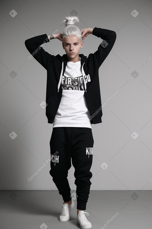 Finnish teenager boy with  white hair