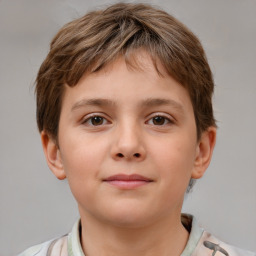 Neutral white child male with short  brown hair and brown eyes