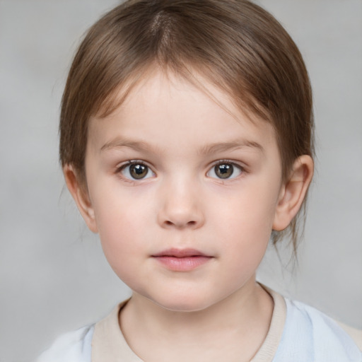 Neutral white child female with medium  brown hair and brown eyes