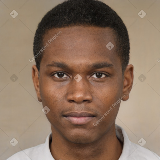 Neutral black young-adult male with short  brown hair and brown eyes