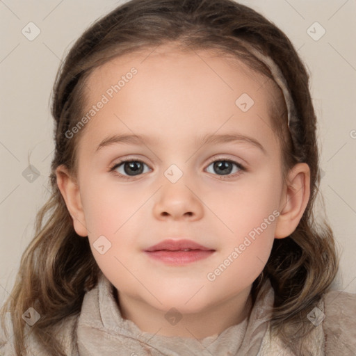 Neutral white child female with medium  brown hair and brown eyes