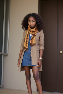 African teenager female with  brown hair