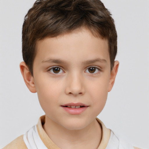 Neutral white child male with short  brown hair and brown eyes