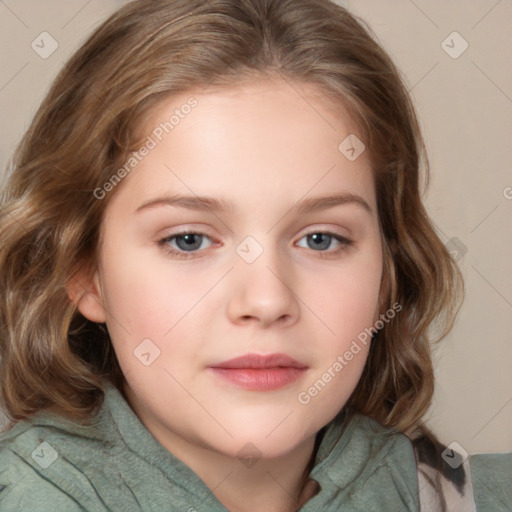 Neutral white child female with medium  brown hair and brown eyes