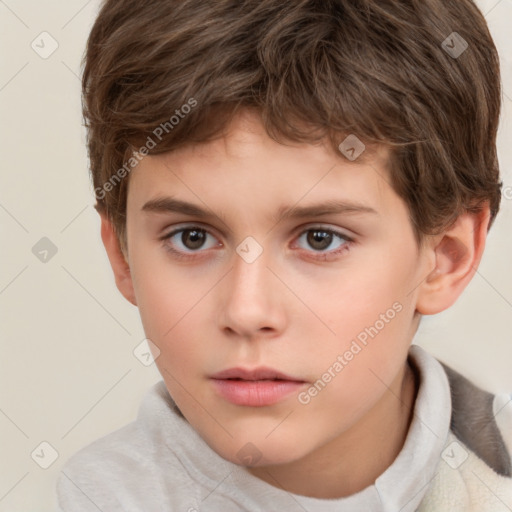 Neutral white child male with short  brown hair and brown eyes