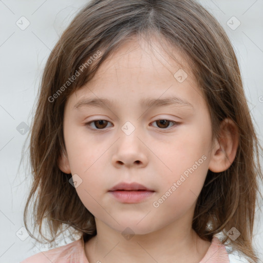 Neutral white child female with medium  brown hair and brown eyes