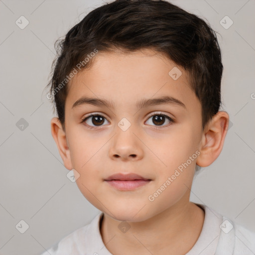 Neutral white child male with short  brown hair and brown eyes