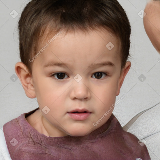 Neutral white child male with short  brown hair and brown eyes