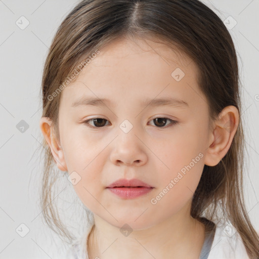 Neutral white child female with medium  brown hair and brown eyes