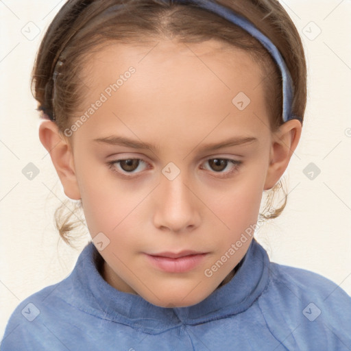 Neutral white child female with short  brown hair and brown eyes