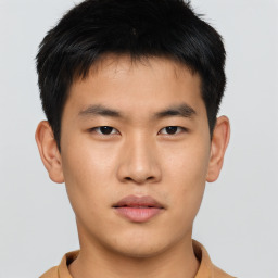 Neutral asian young-adult male with short  brown hair and brown eyes