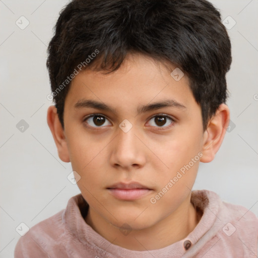 Neutral white child male with short  brown hair and brown eyes