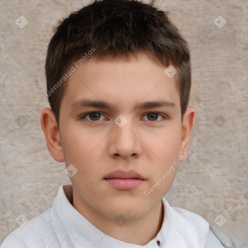 Neutral white child male with short  brown hair and brown eyes