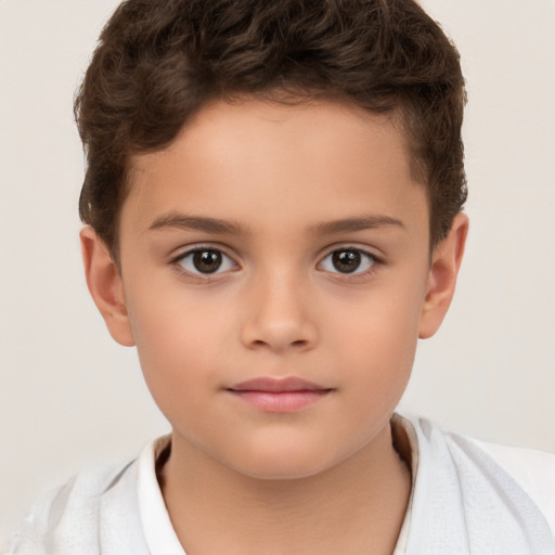 Neutral white child male with short  brown hair and brown eyes