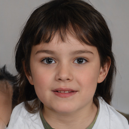 Neutral white child female with medium  brown hair and brown eyes