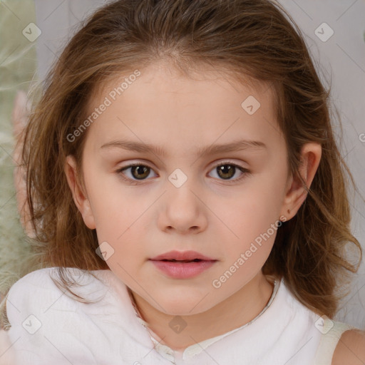 Neutral white child female with medium  brown hair and brown eyes