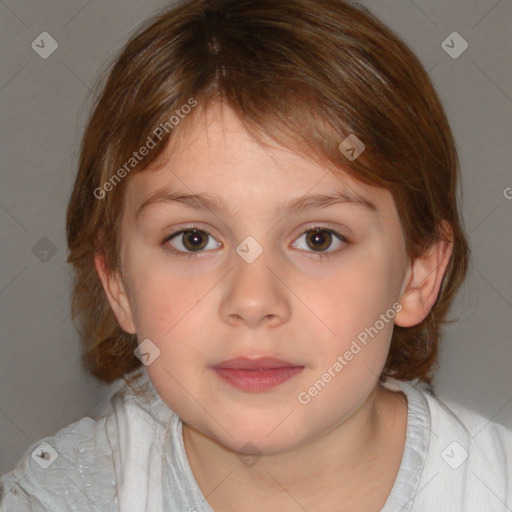 Neutral white child female with medium  brown hair and brown eyes