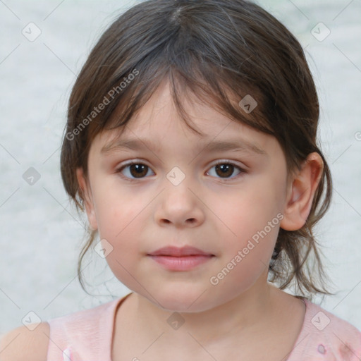 Neutral white child female with medium  brown hair and brown eyes