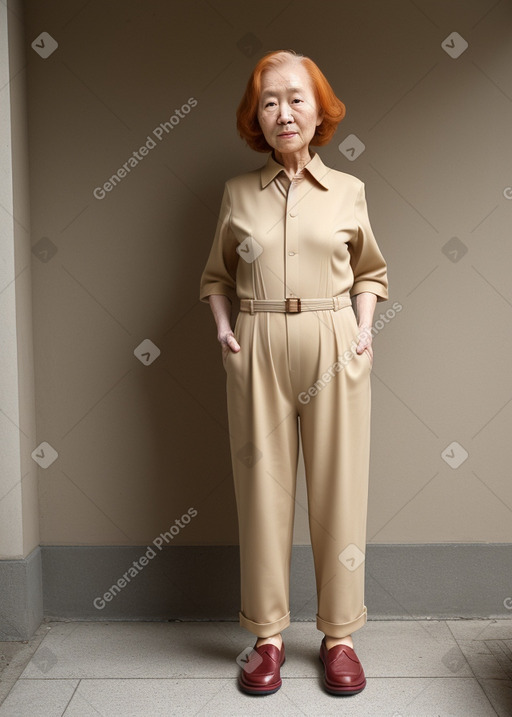 Korean elderly female with  ginger hair