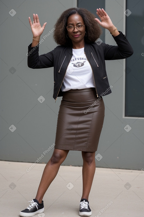 African american middle-aged female with  brown hair