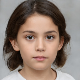 Neutral white child female with medium  brown hair and brown eyes