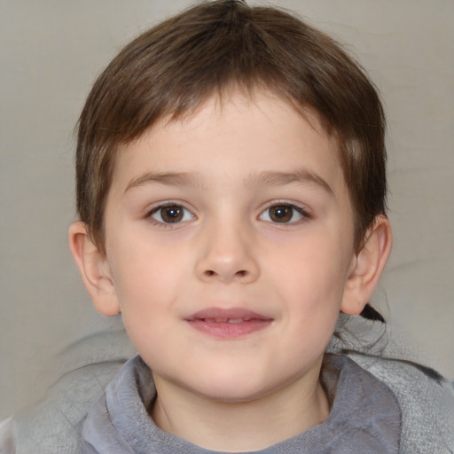 Neutral white child male with short  brown hair and brown eyes