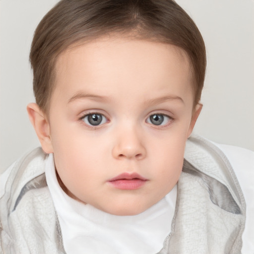 Neutral white child female with short  brown hair and brown eyes