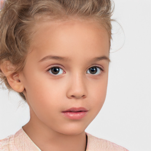 Neutral white child female with medium  brown hair and brown eyes